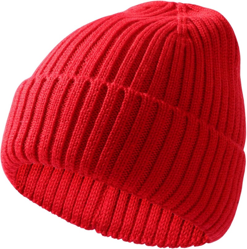 KDVOG Store Kids Merino Wool Beanie Hat,Unisex Children Warm Winter Cuffed Ski Caps Classic Knitted Skull Caps for Boys Girls 7-14Y - Image 1